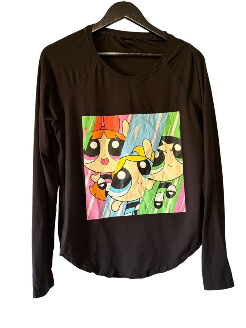 Powerpuff Girls Graphic Long Sleeve Tee - Kids. Black. Size XL
